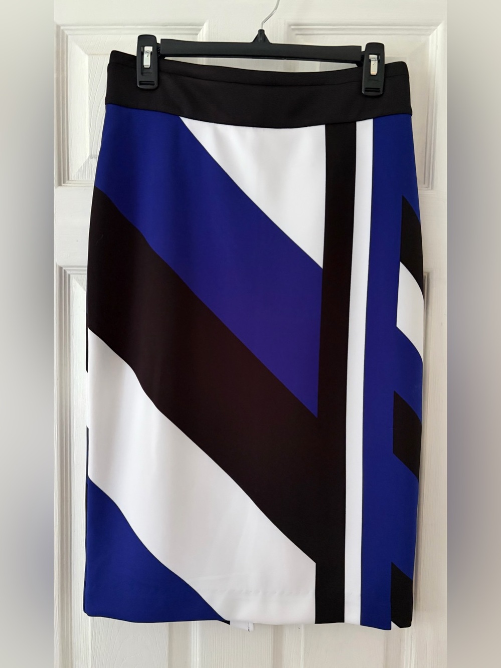 Worthington Black, Blue & White Geometric Pencil Skirt